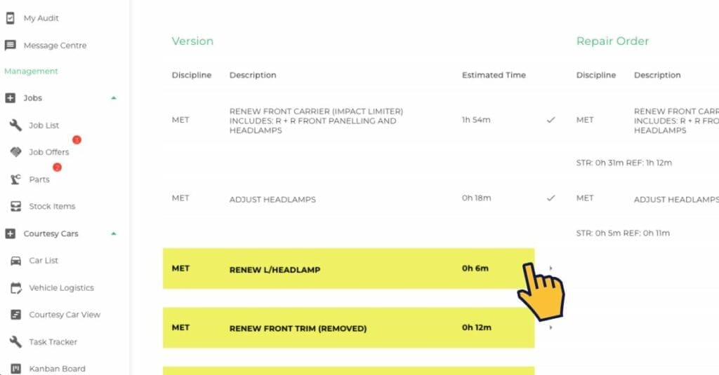 Managing repair orders & estimates directly within the onyx bodyshop management system, thanks to direct integrations with industry-standard platforms like GT Motive and Audatex