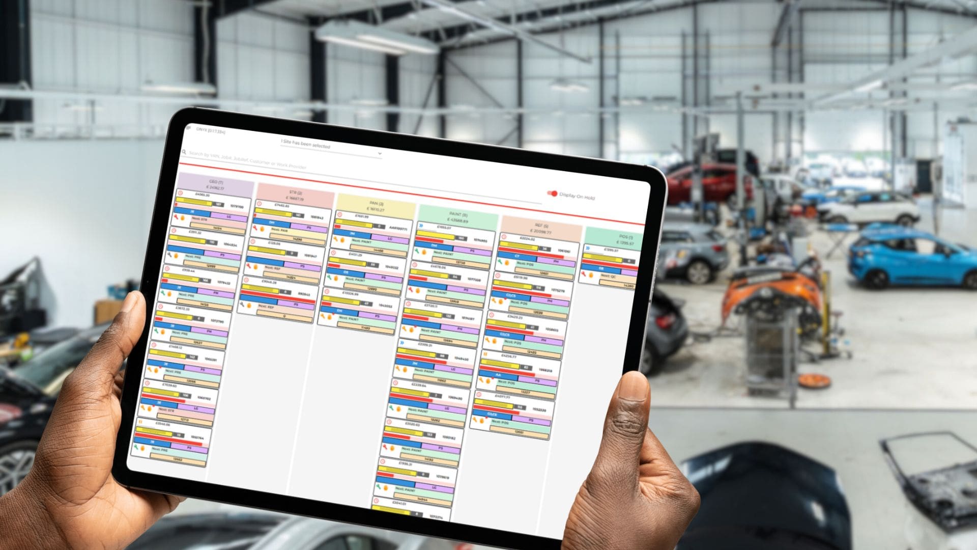 Auto Body Repairer using the Onyx Bodyshop Management System to manage productivity & repair progression in their bodyshop.